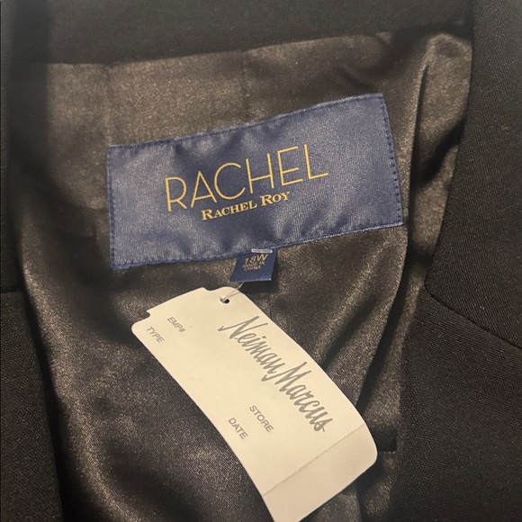 Rachel Roy Black Derby Blazer w/white & blue stripe SZ 18W lined work wear NWT - Picture 4 of 16